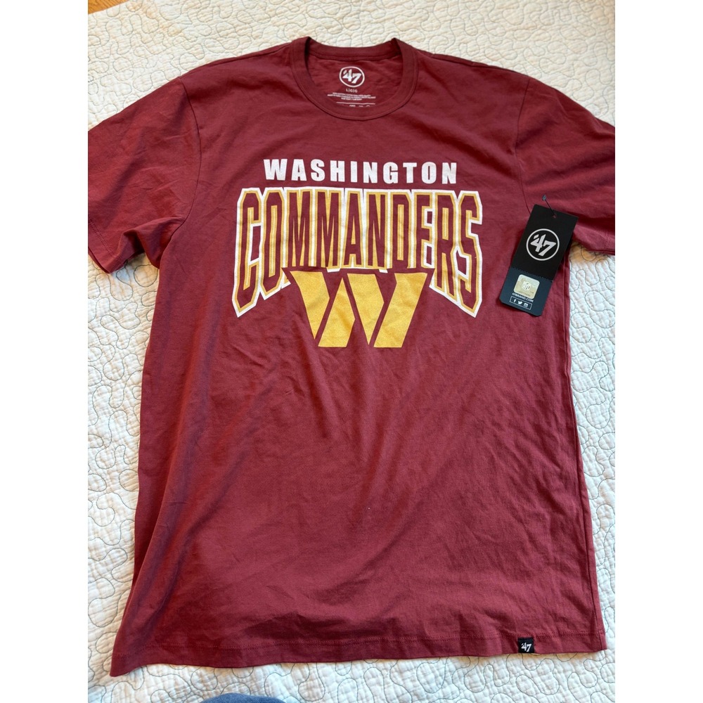 47 Brand Mens Washington Commanders NFL Football Team Logo T Shirt Large #660